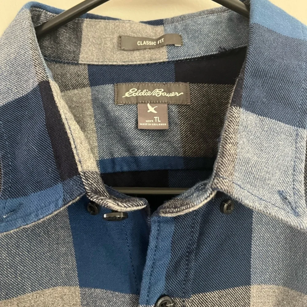 Eddie Bauer Flannel Shirt Plaid Button Down Classic Fit Men Sz L Tall - Picture 2 of 4